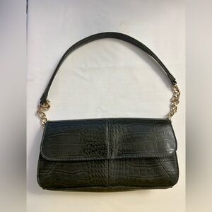 Liz Claiborne Black Crocodile-Embossed Shoulder Bag
